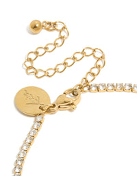 Waterproof Gold Plated Stainless Steel Cubic Zirconia Letter M Tennis Bracelet - link has visual effect only