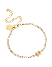 Waterproof Gold Plated Stainless Steel Letter K Tennis Bracelet - link has visual effect only