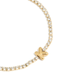 Waterproof Gold Plated Stainless Steel Letter K Tennis Bracelet - link has visual effect only