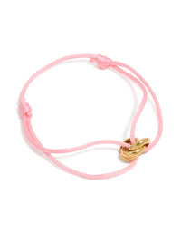 Waterproof Gold Plated Stainless Steel & Light Pink Cord Adjustable Bracelet - link has visual effect only