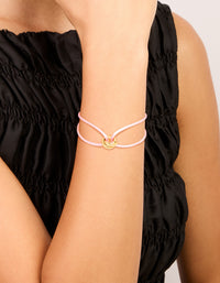 Waterproof Gold Plated Stainless Steel & Light Pink Cord Adjustable Bracelet - link has visual effect only
