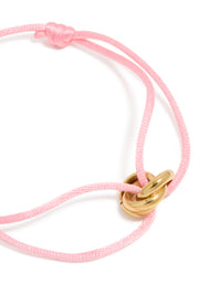 Waterproof Gold Plated Stainless Steel & Light Pink Cord Adjustable Bracelet - link has visual effect only