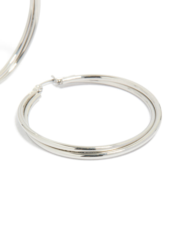 Surgical Steel Crossover Hoop Earrings 40 MM