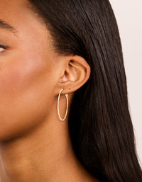 Gold Plated Surgical Steel Fine Hoop Earrings 40 MM - link has visual effect only