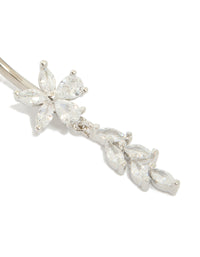 Titanium Cubic Zirconia Flower Vine Belly Bar - link has visual effect only