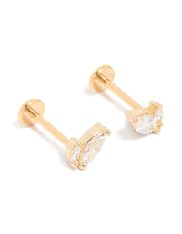 Gold Plated Titanium  Marquise Cubic Zirconia Flat Back Studs - link has visual effect only