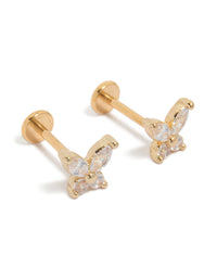 Gold Plated Titanium Cubic Zirconia Butterfly Flat Back Studs - link has visual effect only