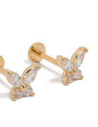 Gold Plated Titanium Cubic Zirconia Butterfly Flat Back Studs - link has visual effect only