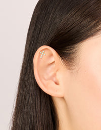 Gold Plated Titanium Cubic Zirconia Cross Flat Back Studs - link has visual effect only