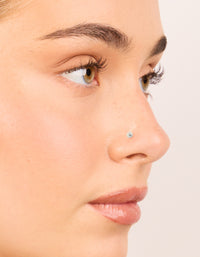 Titanium Bezel Cubic Zirconia  Threadless Flat Back Nose Studs - link has visual effect only