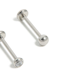 Titanium Bezel Cubic Zirconia  Threadless Flat Back Nose Studs - link has visual effect only