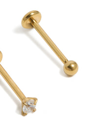 Gold Plated Titanium Cubic Zirconia Threadless Flat Back Nose Studs - link has visual effect only
