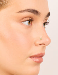 Gold Plated Titanium Bezel Threadless Flat Back Nose Studs - link has visual effect only