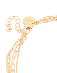 Gold Smooth Chain Anklet & Toe Rings Set - link has visual effect only