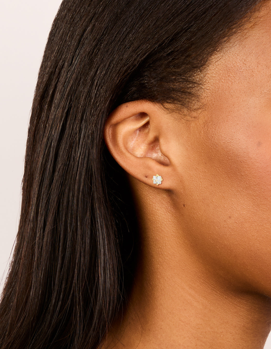 Gold Plated Surgical Steel  Cubic Zirconia Flat Back Studs
