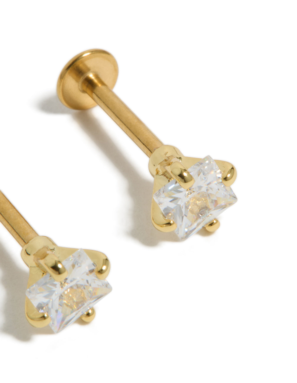 Gold Plated Surgical Steel  Cubic Zirconia Flat Back Studs