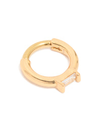 Gold Plated Surgical Steel Rectangle Cubic Zirconia Baguette Clicker Ring - link has visual effect only