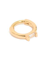 Gold Plated Surgical Steel Rectangle Cubic Zirconia Baguette Clicker Ring - link has visual effect only