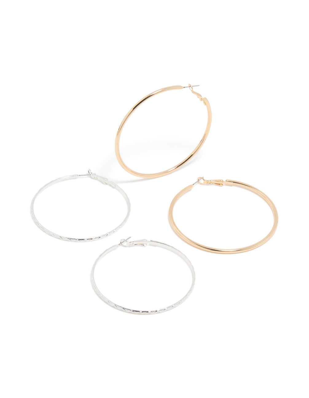 Mixed Metal Textured Mix Hoop Earrings 2-Pack