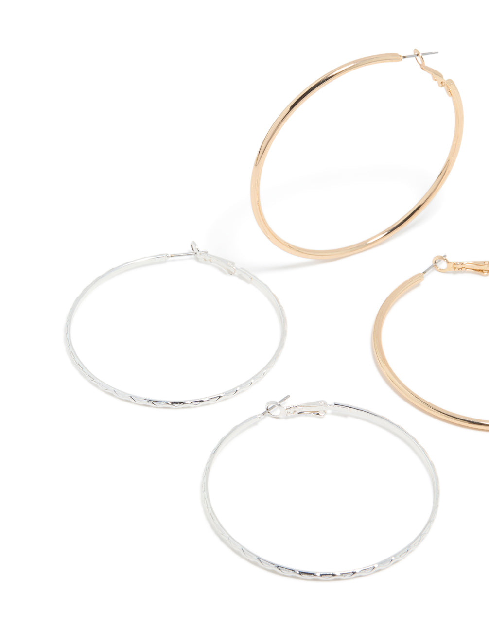 Mixed Metal Textured Mix Hoop Earrings 2-Pack