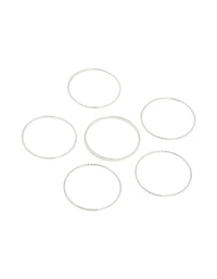 Silver Textured & Smooth Bangles 6-Pack - link has visual effect only