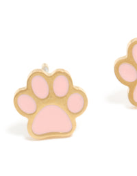 Kids Waterproof Gold Plated Stainless Steel Paw Stud Earrings - link has visual effect only