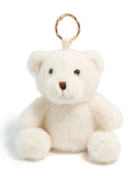 White Polyester Plush Teddy Key Chain - link has visual effect only