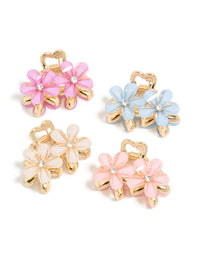Gold Double Flower Diamante Claw Clips 4-Pack - link has visual effect only