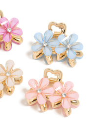 Gold Double Flower Diamante Claw Clips 4-Pack - link has visual effect only