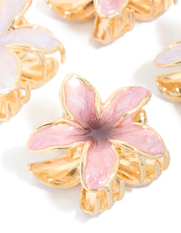 Gold Pink & Purple Enamel Frangipani Claw Clips 4-Pack - link has visual effect only