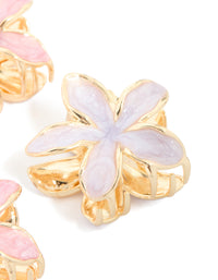 Gold Pink & Purple Enamel Frangipani Claw Clips 4-Pack - link has visual effect only