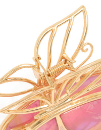 Gold & Pink Acrylic Butterfly Claw Clip - link has visual effect only