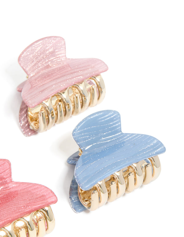 Pink & Blue Mini  Claw Clips 4-Pack