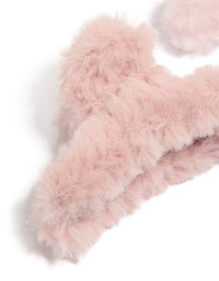 Pink Faux Fur Fabric Small Claw Clips 2-Pack - link has visual effect only