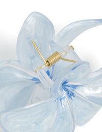 Light Blue Clear Edge Frangipani Flower Claw Clip - link has visual effect only