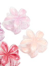 Pink & Purple Clear Edge Frangipani Claw Clips 4-Pack - link has visual effect only