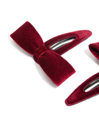 Burgundy Velvet Fabric Bow Clips 2-Pack - link has visual effect only