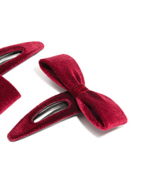 Burgundy Velvet Fabric Bow Clips 2-Pack - link has visual effect only