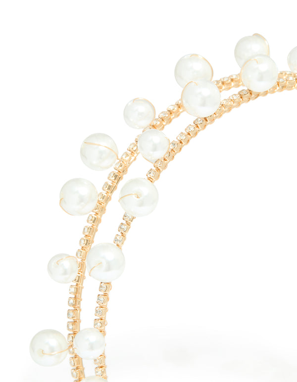 Gold Scattered Pearl Double Headband