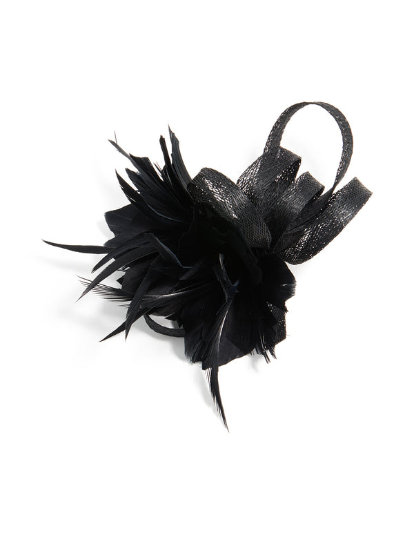 Black Loop Feather Hair Clip