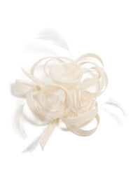 White Sinamay Fabric Feather Swirl Hair Clip - link has visual effect only