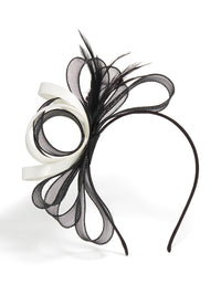 Black & Cream Feather Fascinator - link has visual effect only