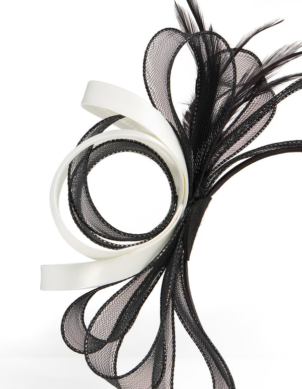 Black & Cream Feather Fascinator