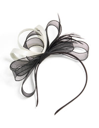 Black & Cream Feather Fascinator - link has visual effect only