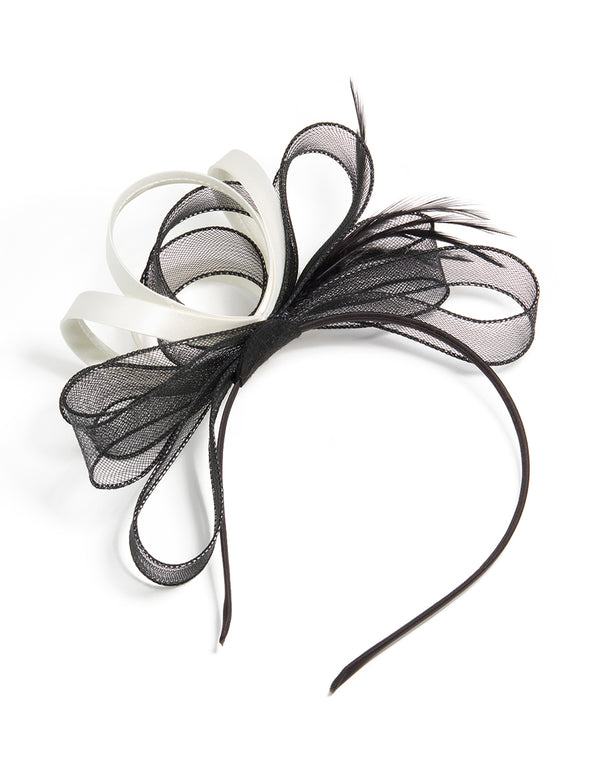 Black & Cream Feather Fascinator