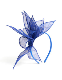 Dark Blue Sinamay Fabric Flower & Leaf Fascinator - link has visual effect only