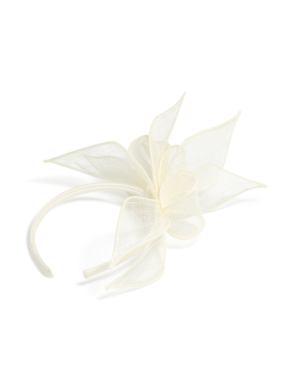 Cream Sinamay Fabric  Flower & Leaf Fascinator