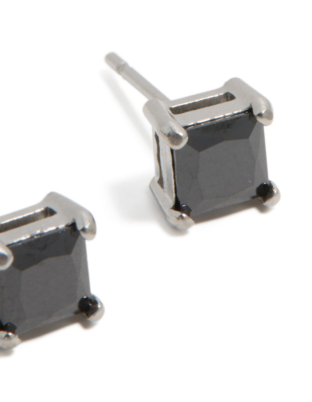 Mens Waterproof Stainless Steel Small Square Black Cubic Zirconia Stud Earrings