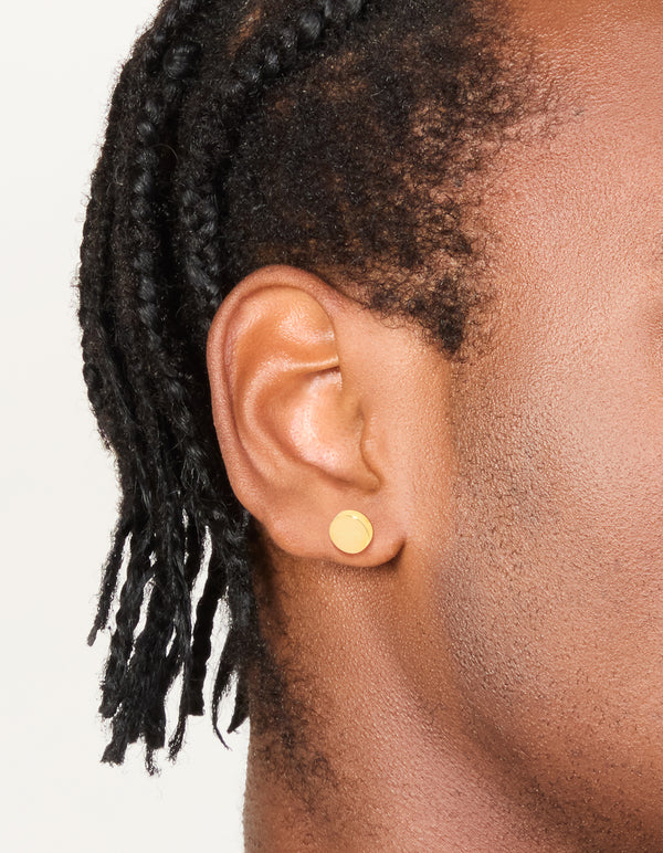 Mens Waterproof Mixed Plated Stainless Steel  Flat Stud Earrings 3-Pack