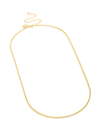 Mens Waterproof Gold Plated  Stainless Steel Mini Box Chain Necklace - link has visual effect only
